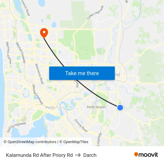 Kalamunda Rd After Priory Rd to Darch map