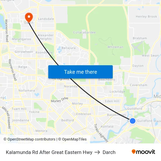Kalamunda Rd After Great Eastern Hwy to Darch map