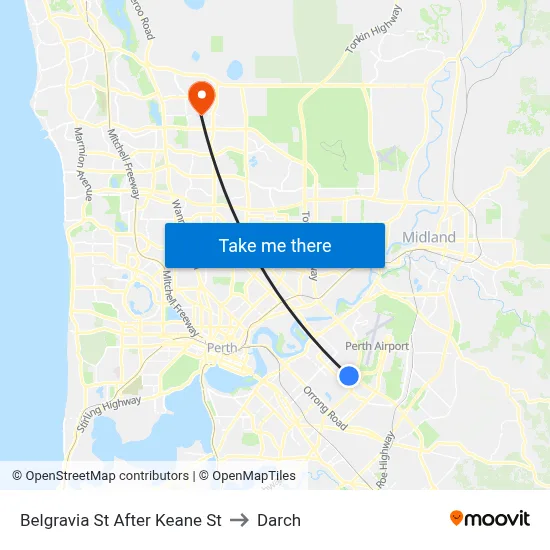 Belgravia St After Keane St to Darch map