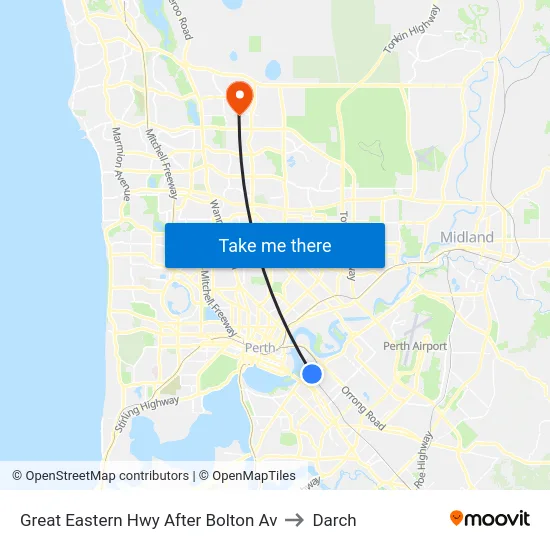 Great Eastern Hwy After Bolton Av to Darch map