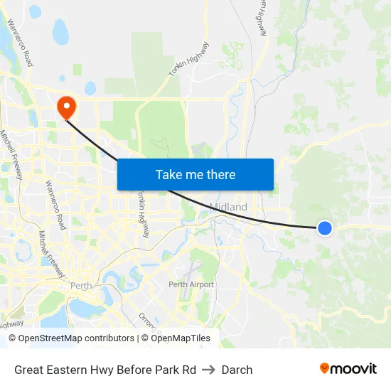 Great Eastern Hwy Before Park Rd to Darch map
