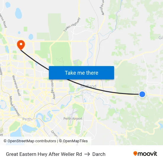 Great Eastern Hwy After Weller Rd to Darch map