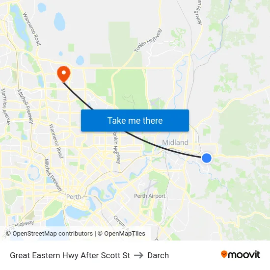 Great Eastern Hwy After Scott St to Darch map