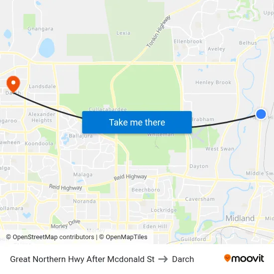 Great Northern Hwy After Mcdonald St to Darch map