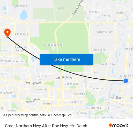 Great Northern Hwy After Roe Hwy to Darch map