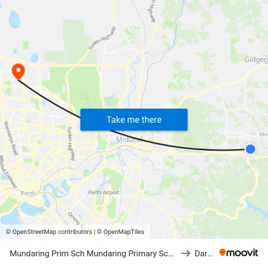 Mundaring Prim Sch   Mundaring Primary School to Darch map