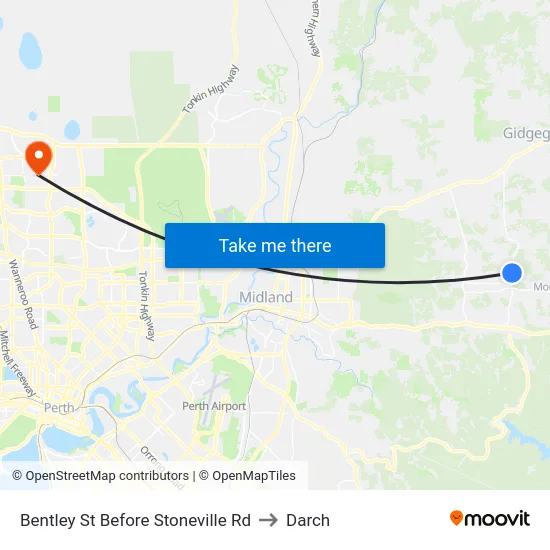 Bentley St Before Stoneville Rd to Darch map