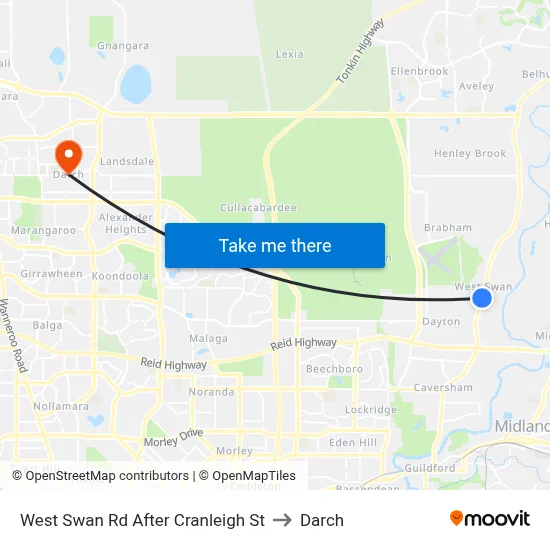 West Swan Rd After Cranleigh St to Darch map