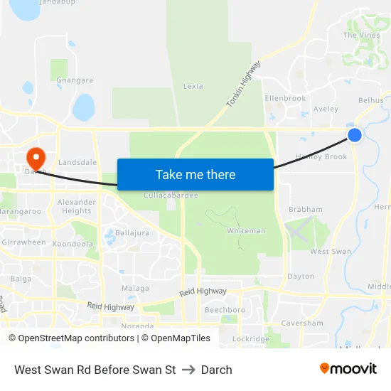 West Swan Rd Before Swan St to Darch map