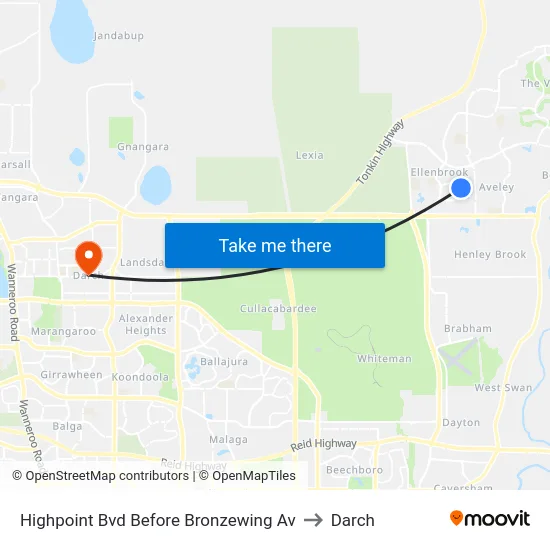 Highpoint Bvd Before Bronzewing Av to Darch map