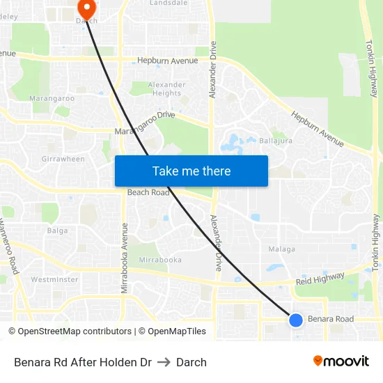 Benara Rd After Holden Dr to Darch map
