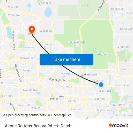 Altone Rd After Benara Rd to Darch map