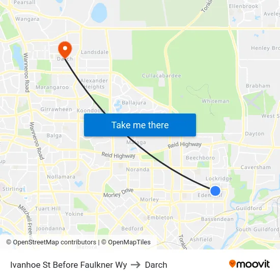 Ivanhoe St Before Faulkner Wy to Darch map