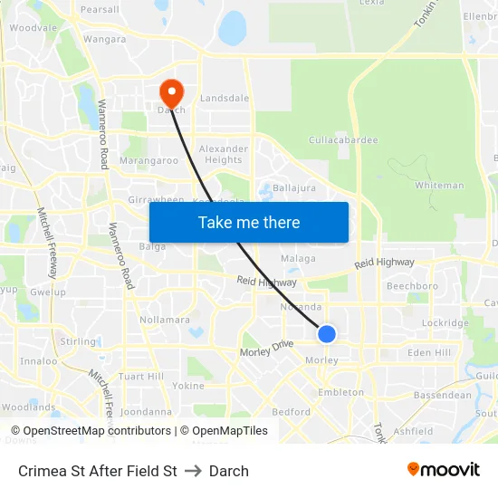 Crimea St After Field St to Darch map