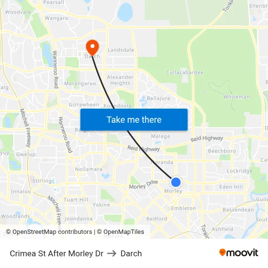 Crimea St After Morley Dr to Darch map