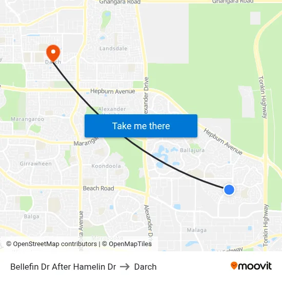Bellefin Dr After Hamelin Dr to Darch map