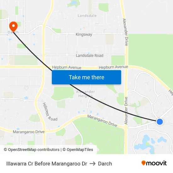 Illawarra Cr Before Marangaroo Dr to Darch map