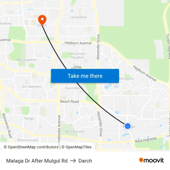 Malaga Dr After Mulgul Rd to Darch map