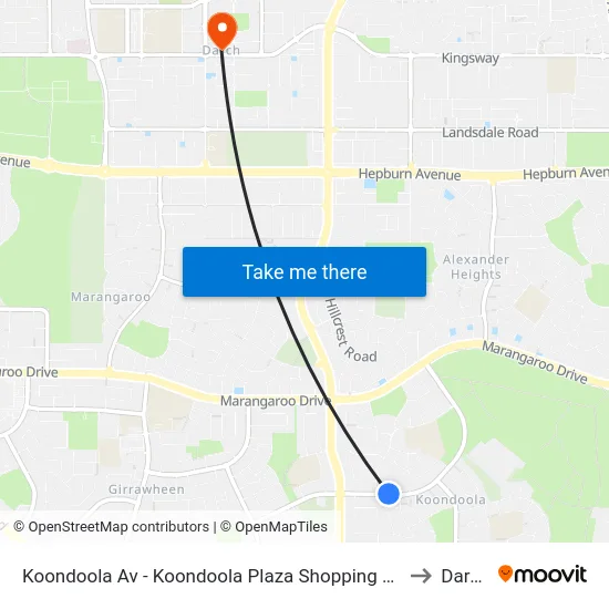 Koondoola Av - Koondoola Plaza Shopping Ctr to Darch map