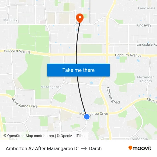 Amberton Av After Marangaroo Dr to Darch map