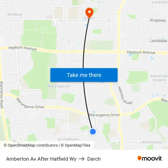 Amberton Av After Hatfield Wy to Darch map