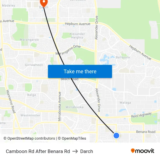 Camboon Rd After Benara Rd to Darch map