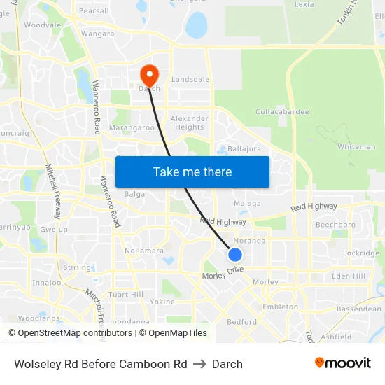 Wolseley Rd Before Camboon Rd to Darch map