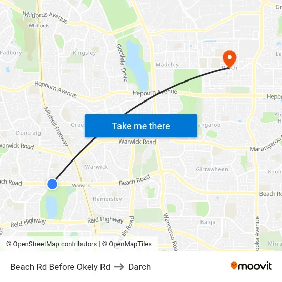 Beach Rd Before Okely Rd to Darch map