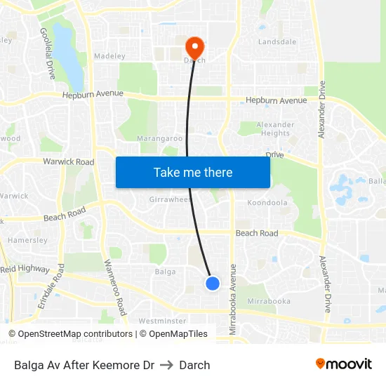 Balga Av After Keemore Dr to Darch map