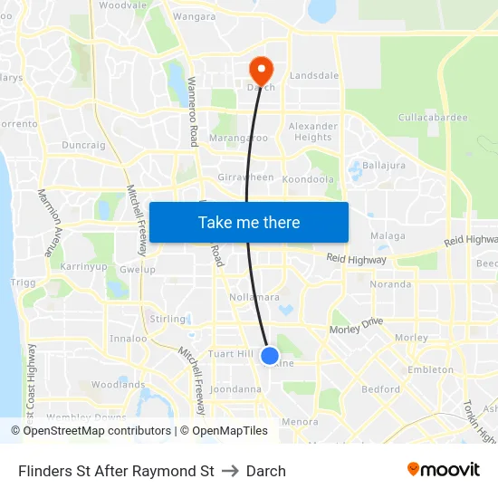 Flinders St After Raymond St to Darch map