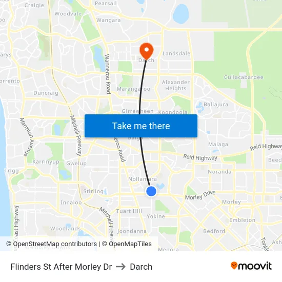 Flinders St After Morley Dr to Darch map