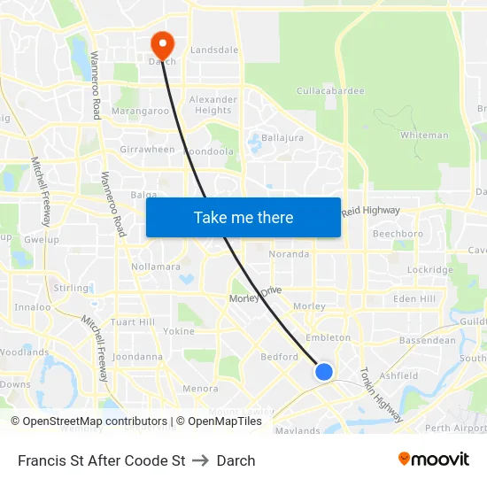 Francis St After Coode St to Darch map