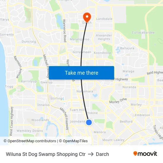 Wiluna St Dog Swamp Shopping Ctr to Darch map