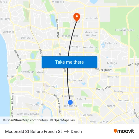 Mcdonald St Before French St to Darch map