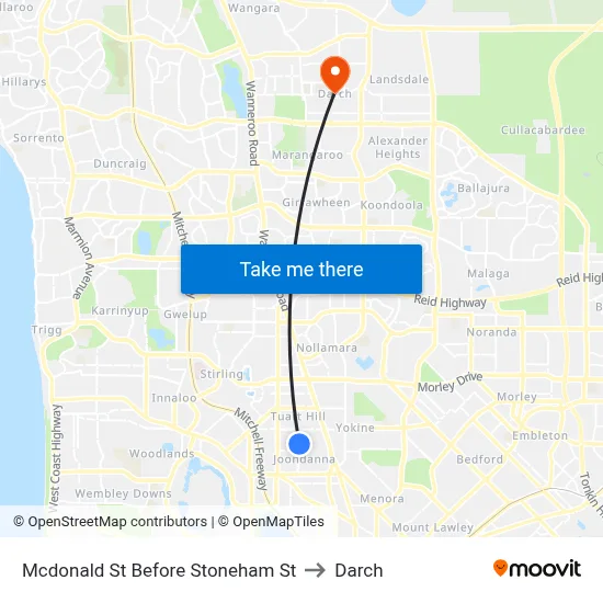 Mcdonald St Before Stoneham St to Darch map
