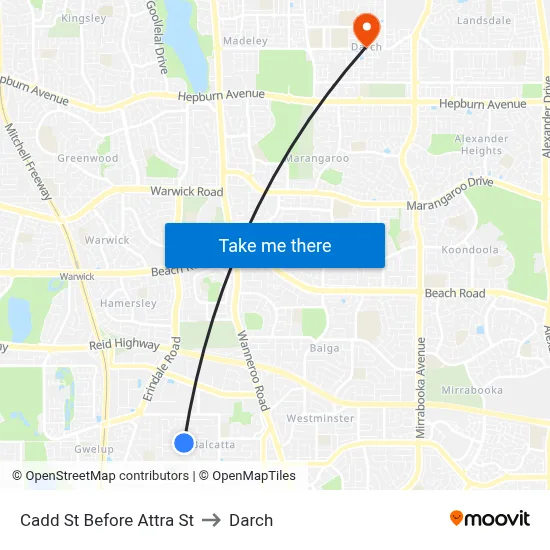 Cadd St Before Attra St to Darch map