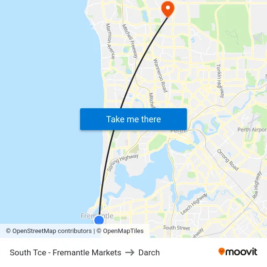 South Tce - Fremantle Markets to Darch map