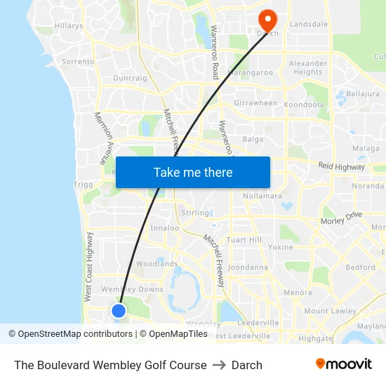 The Boulevard   Wembley Golf Course to Darch map