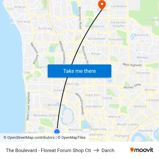 The Boulevard  - Floreat Forum Shop Ctr to Darch map