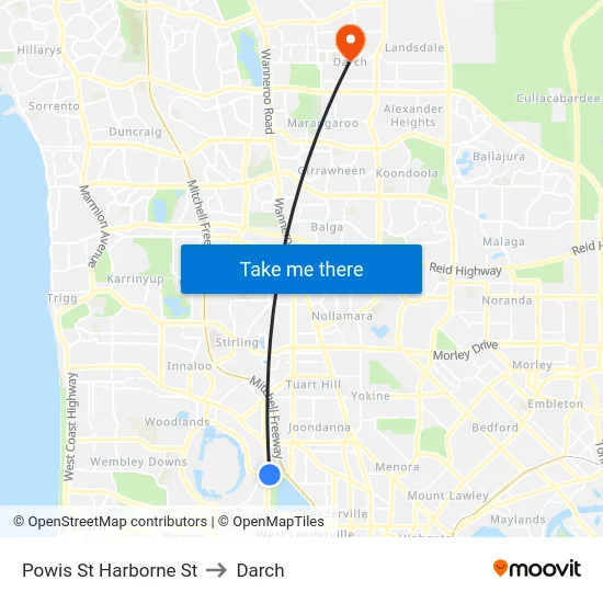 Powis St Harborne St to Darch map