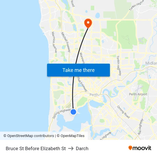 Bruce St Before Elizabeth St to Darch map