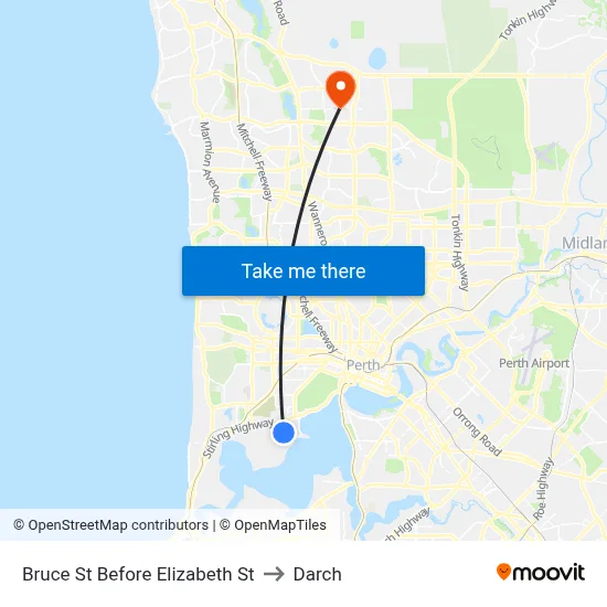 Bruce St Before Elizabeth St to Darch map
