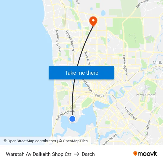 Waratah Av Dalkeith Shop Ctr to Darch map