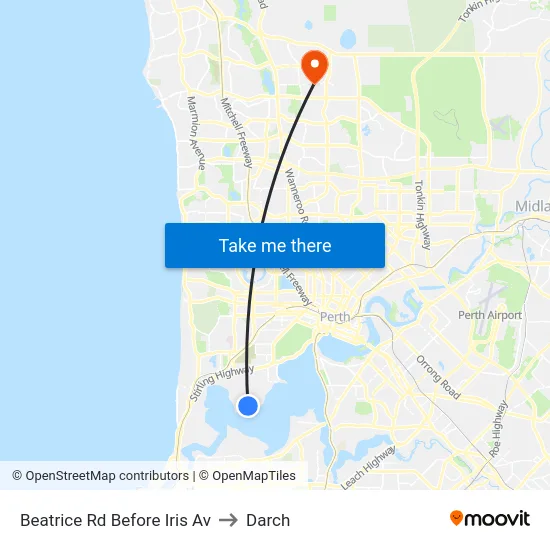 Beatrice Rd Before Iris Av to Darch map