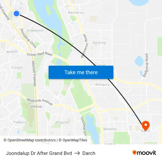Joondalup Dr After Grand Bvd to Darch map