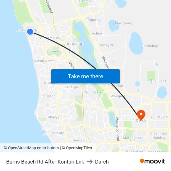 Burns Beach Rd After Kontari Lnk to Darch map