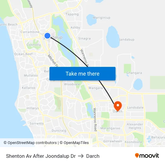Shenton Av After Joondalup Dr to Darch map