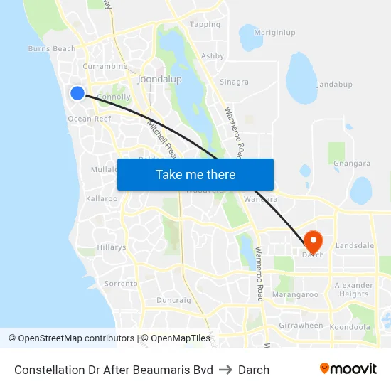 Constellation Dr After Beaumaris Bvd to Darch map