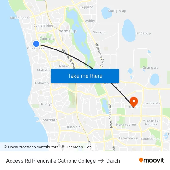Access Rd Prendiville Catholic College to Darch map