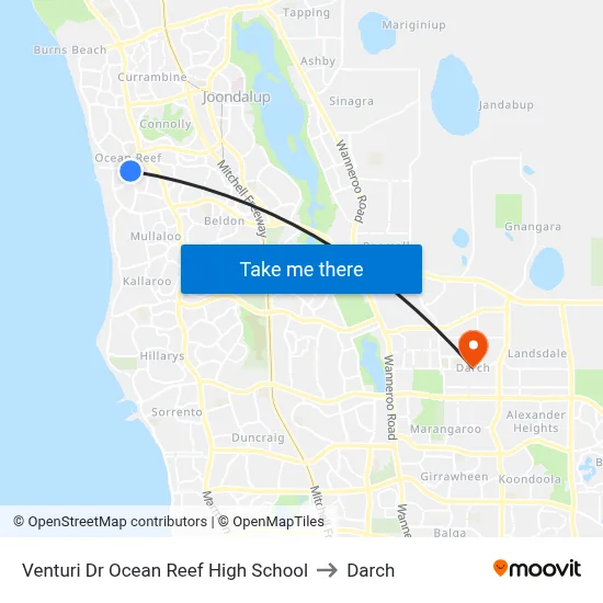 Venturi Dr Ocean Reef High School to Darch map